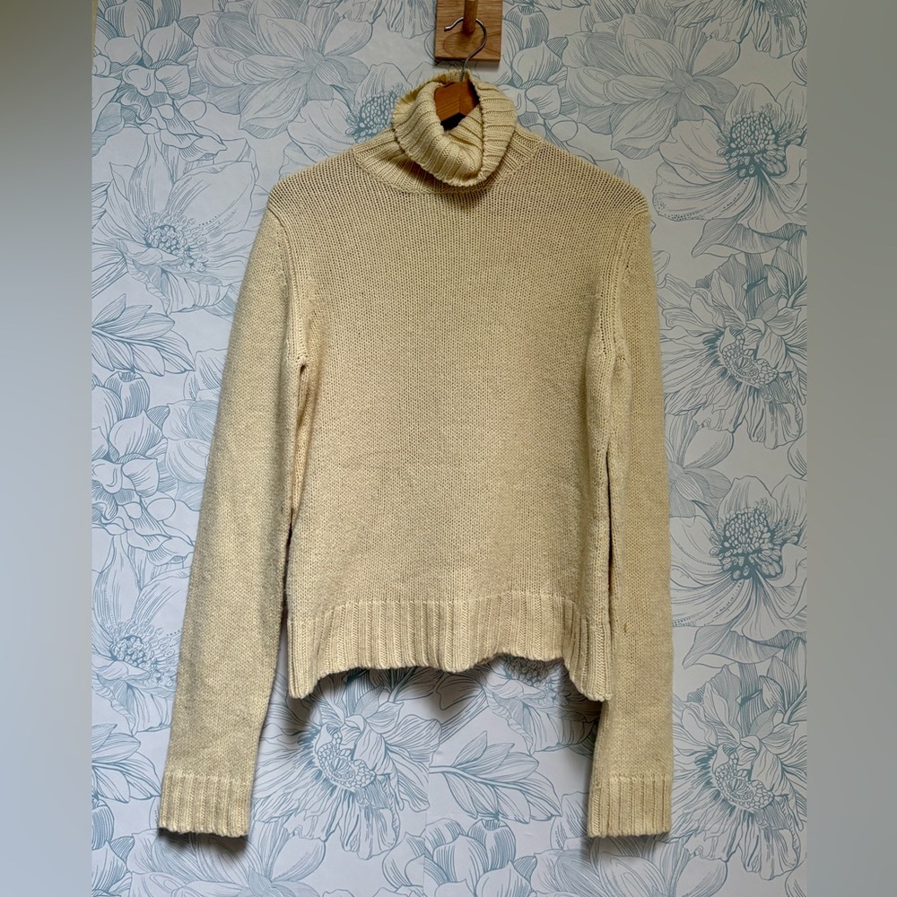 Ann Taylor LOFT Turtleneck Knit Wool Sweater — Ivory — Medium